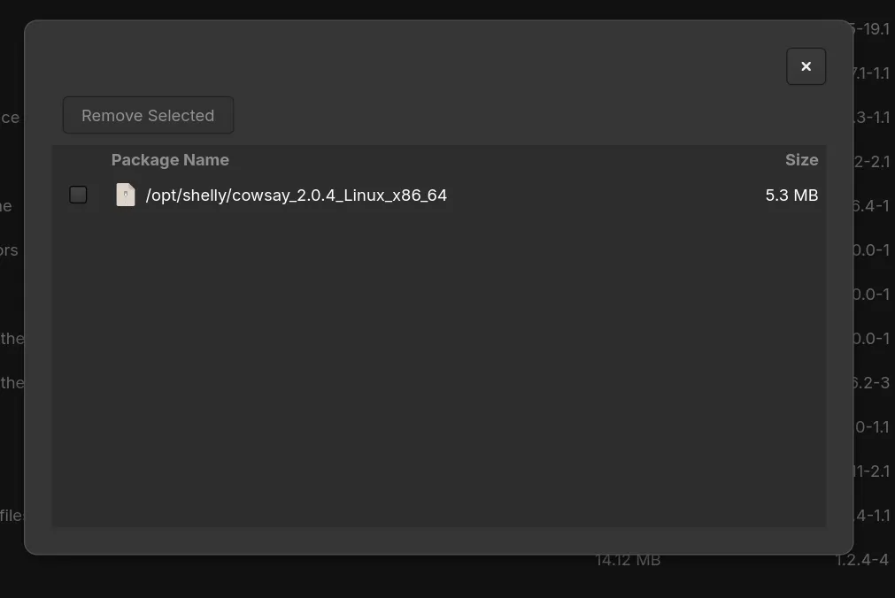 Remove Local Packages dialog